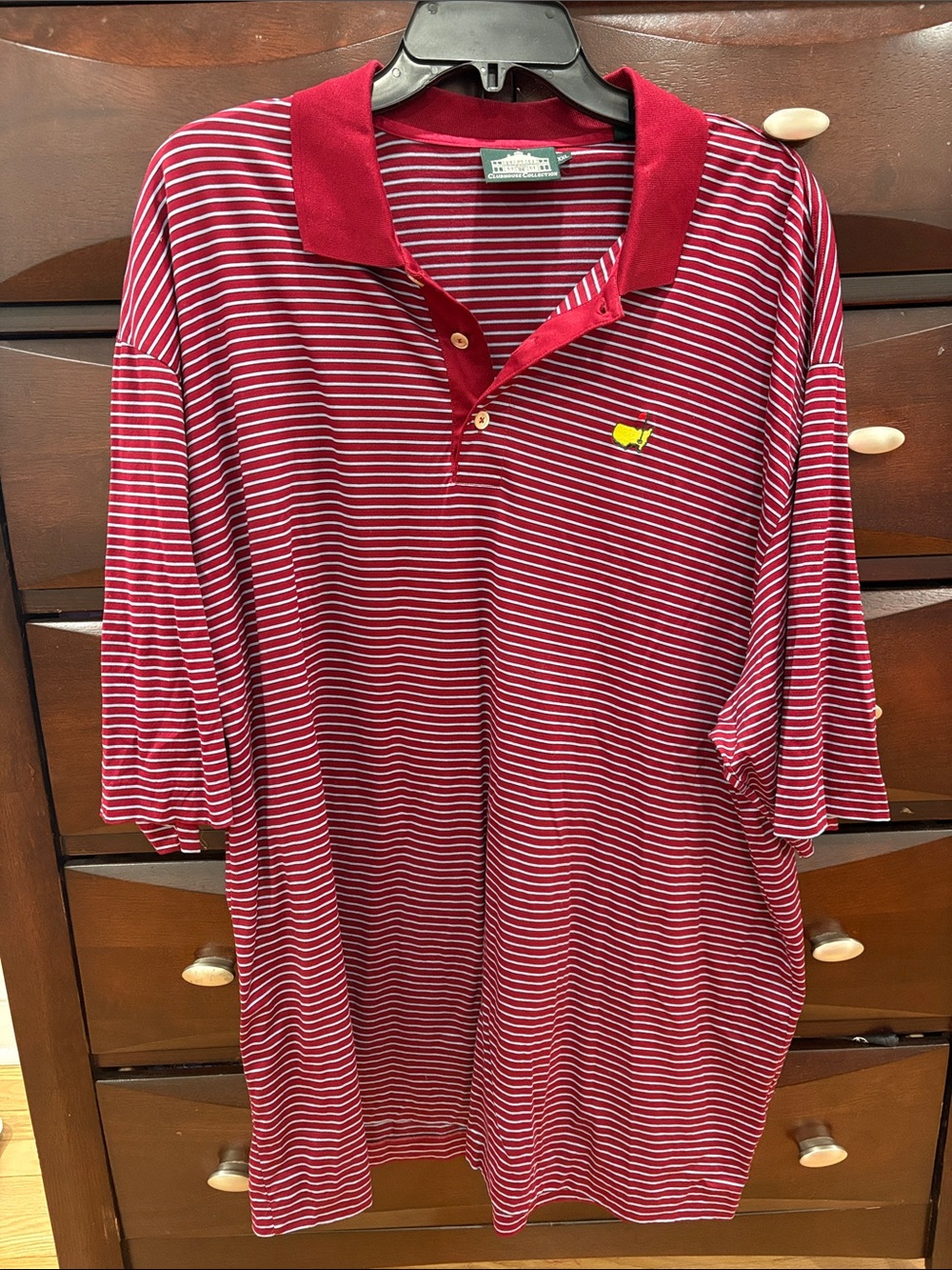 Men's Red Striped Polo Shirt with Contrast Collar